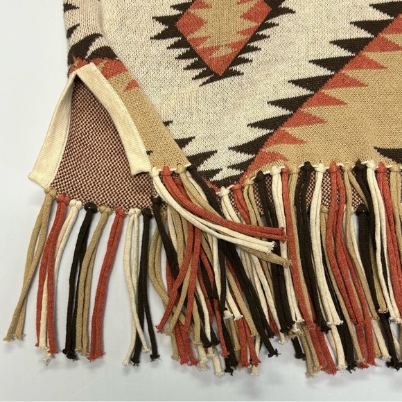 Tasha Polizzi Sweater Tunic Size XL Pullover V Neck Beads Fringe Western Boho - Picture 5 of 11